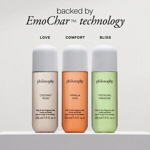 NEW Philosophy Body & Hair Fragrance Mists (coconut rush, vanilla & pistachio)